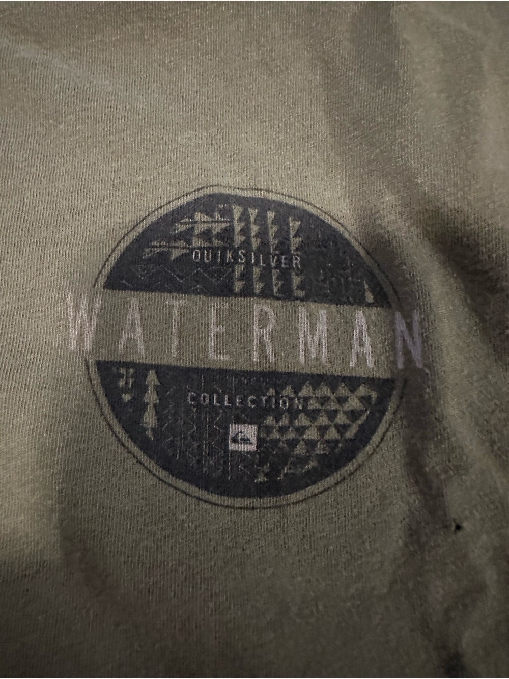 Quicksilver Waterman Collection Men's Olive Green Crew Neck Tee- SIZE SMALL - Picture 2 of 4